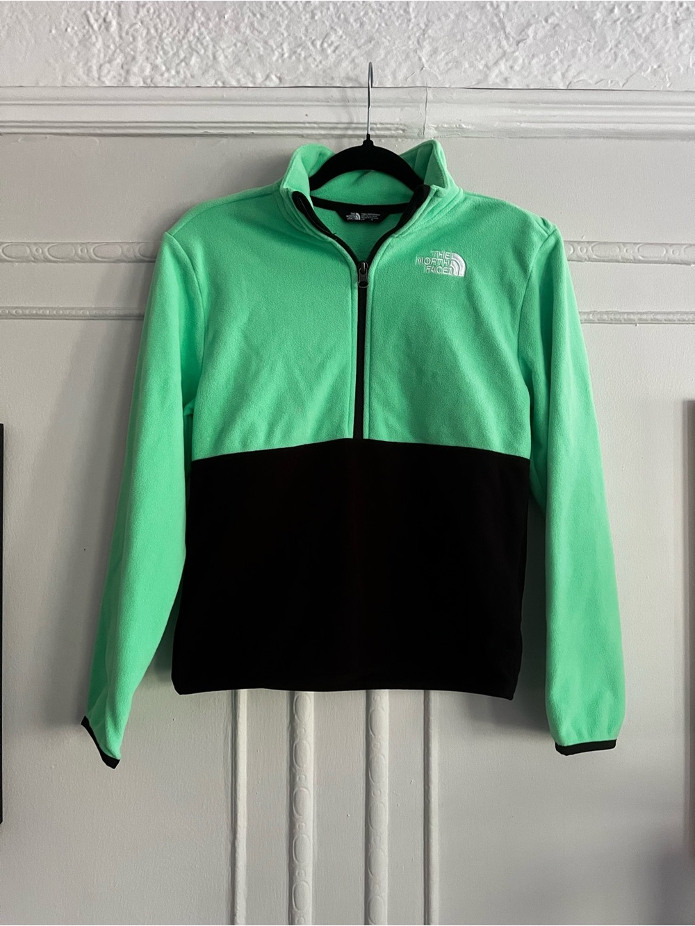 The North Face Youth Neon Green and Black Half-Zip Fleece Sweater